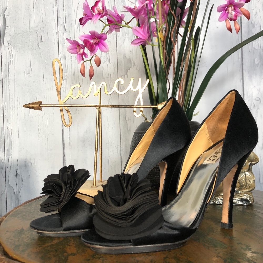 Badgley Mischka Randall D'Orsay Peep Toe BLKSatin